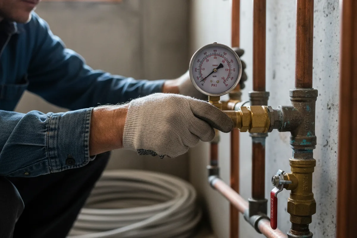 Pressure testing a repaired line during Water Line Repair in Wilmer